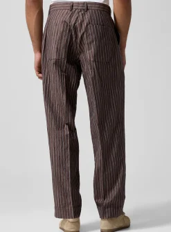 Crinkled texture striped brown pant