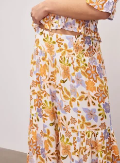 Crinkled texture tiered ultra-wide-leg pant