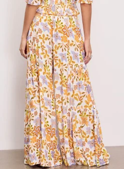 Crinkled texture tiered ultra-wide-leg pant
