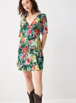 Crinkled wrap-style minidress