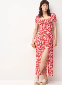 Crinkled-finish maxi dress