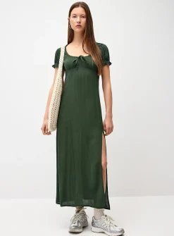 Crinkled-finish maxi dress