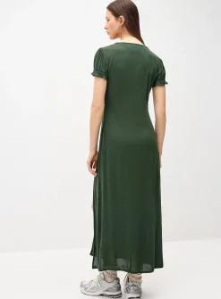 Crinkled-finish maxi dress