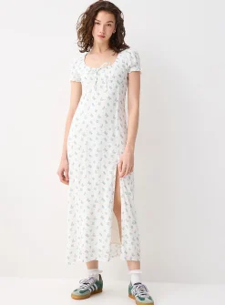 Crinkled-finish maxi dress