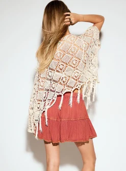 Crinkled-texture crocheted bands miniskort