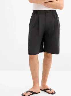 Crisp canvas pleated Bermudas