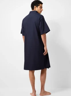 Crisp navy poplin kimono robe