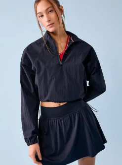 Crisp nylon cropped windbreaker anorak