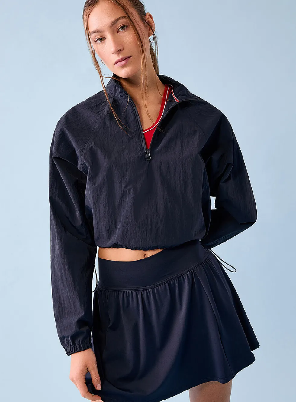 Crisp nylon cropped windbreaker anorak