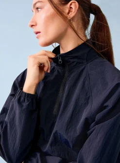 Crisp nylon cropped windbreaker anorak