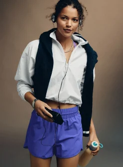 Crisp nylon cropped windbreaker anorak