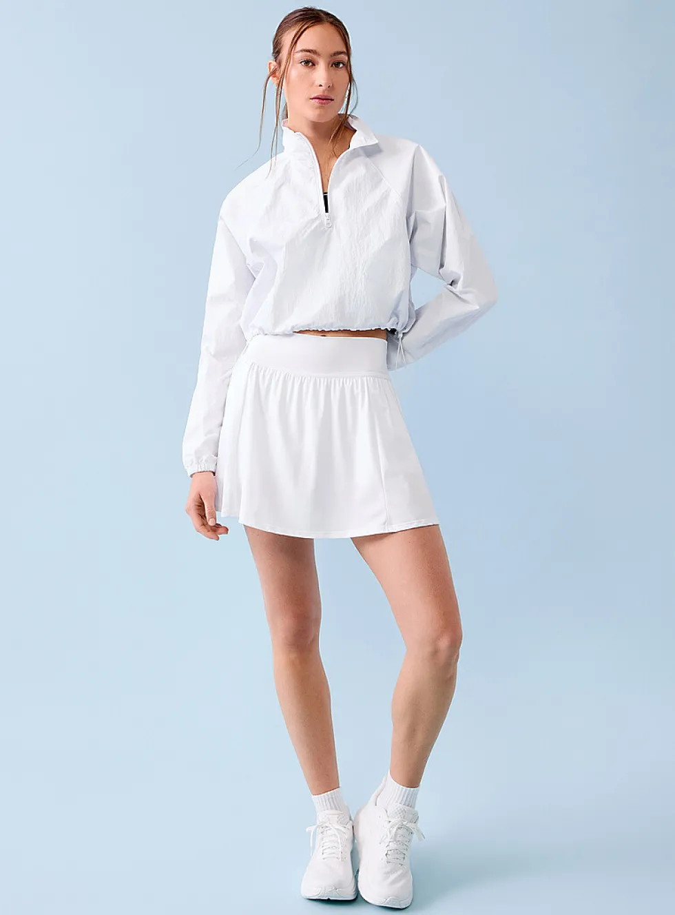Crisp nylon cropped windbreaker anorak