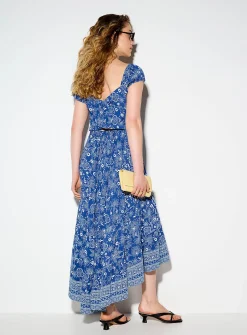 Criss-cross back smocked bust maxi dress