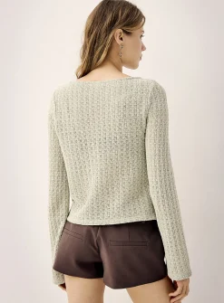 Crocheted boat-neck T-shirt