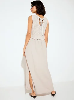 Crocheted cami pure cotton gauze maxi dress