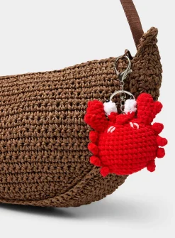 Crocheted crab charm keychain