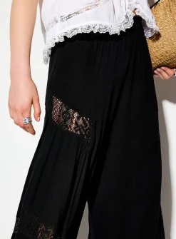 Crocheted details ultrawide-leg pant