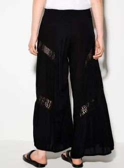 Crocheted details ultrawide-leg pant