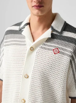 Crocheted knit cabana shirt