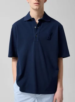 Crocheted logo piqué polo