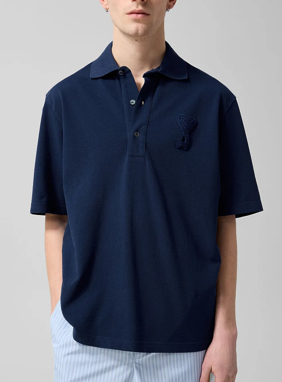 Crocheted logo piqué polo
