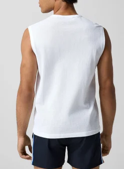 Crocheted mesh muscle tee