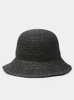 Crocheted paper straw cloche hat