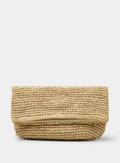 Crocheted raffia folded clutch