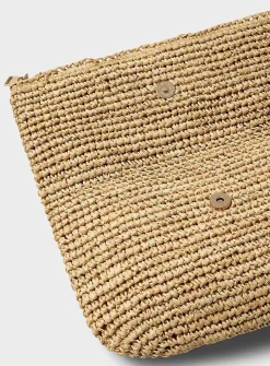 Crocheted raffia folded clutch