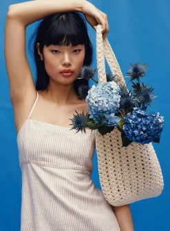 Crocheted-cord hobo bag