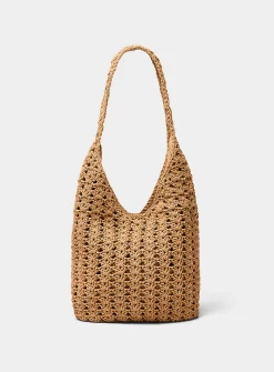 Crocheted-cord hobo bag