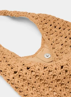 Crocheted-cord hobo bag