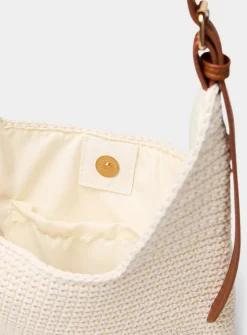 Crocheted-cord small hobo bag