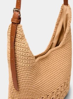 Crocheted-cord small hobo bag
