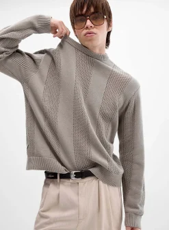 Crochet-stripe sweater