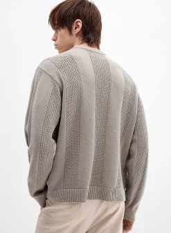 Crochet-stripe sweater