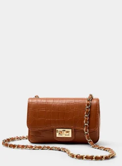 Croc-like leather evening bag