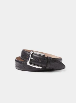 Croc-textured leather belt