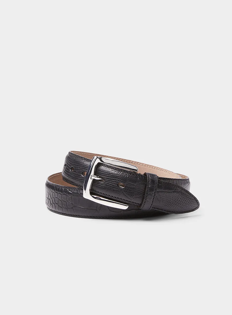 Croc-textured leather belt