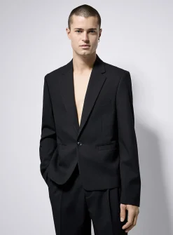 Cropped black boxy jacket