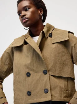 Cropped double-breasted trench coat