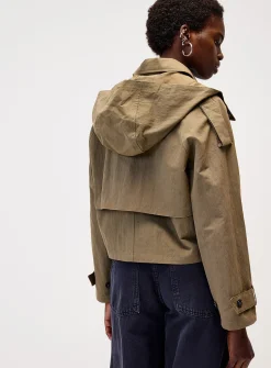 Cropped double-breasted trench coat