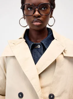 Cropped double-breasted trench coat
