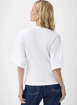 Cropped elbow-sleeve T-shirt
