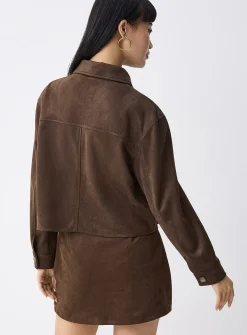 Cropped faux-suede jacket
