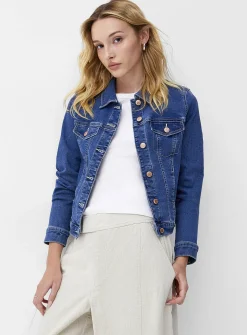Cropped fitted stretch jean jacket