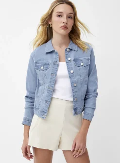 Cropped fitted stretch jean jacket