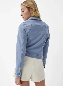 Cropped fitted stretch jean jacket