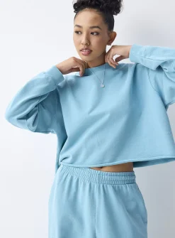 Cropped fleece sweatshirt