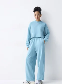 Cropped fleece sweatshirt